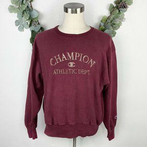 Vintage Champion Mens Sweatshirt L  Reverse Weave Crewneck Script Logo Red 90s